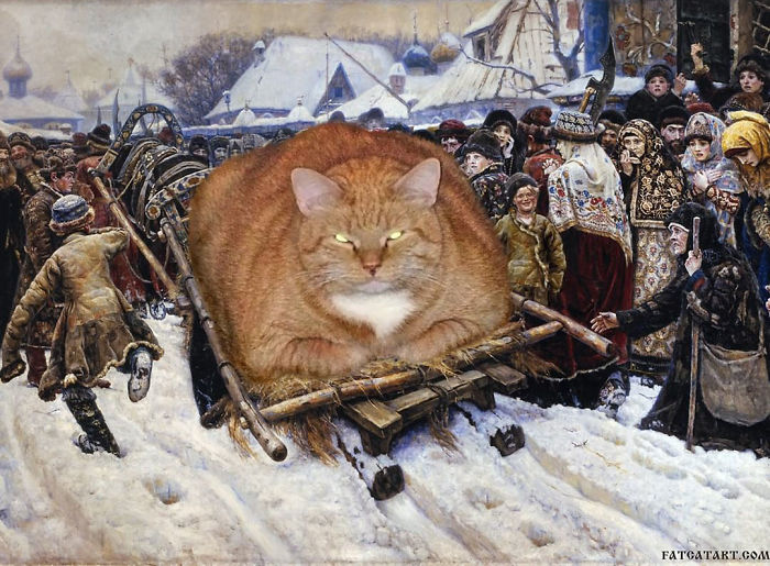 толстый кот на картинах