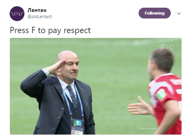 Лентач постит мем про Черчесова Press F to pay respect