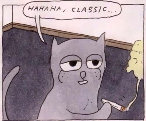 Hahaha, classic... - мем с котом, который курит сигарету