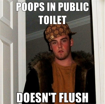 Гадит в общественном туалете - не смывает