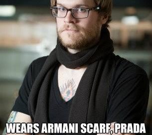 Нахер корпорации - одет в шарф Armani, очки Prada, футболку за $50, работает в Starbucks