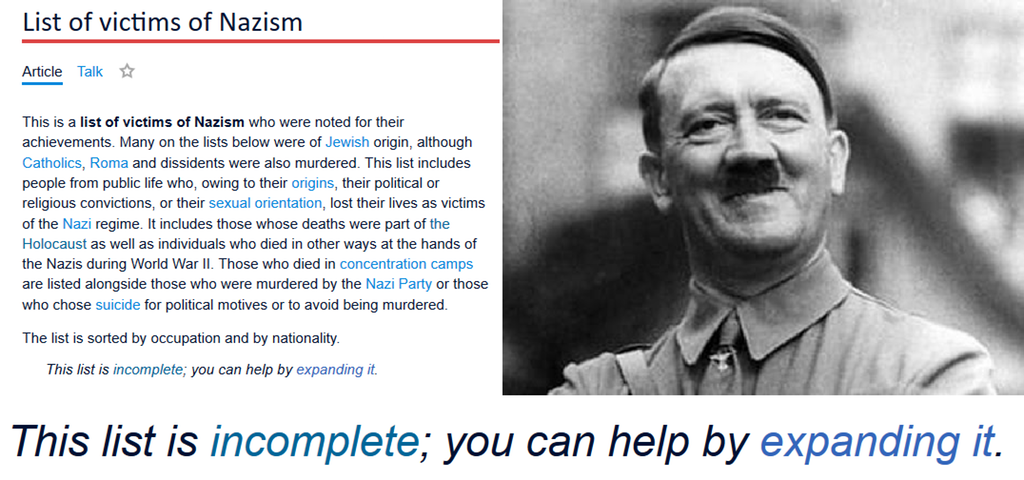 You Can Help By Expanding It - Список жертв нацизма