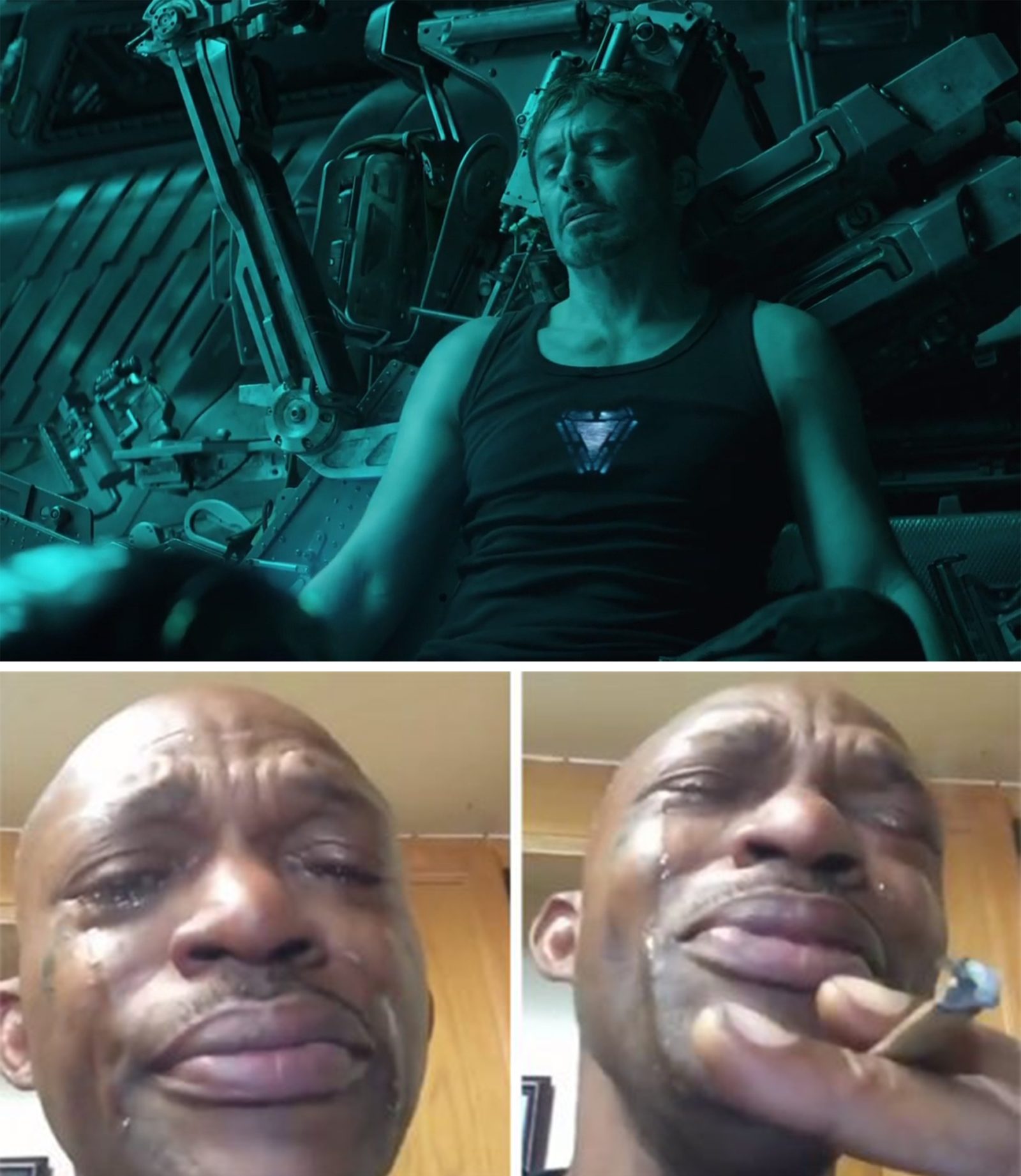 Мем с умирающим Тони Старком из трейлера "Мстителей 4"