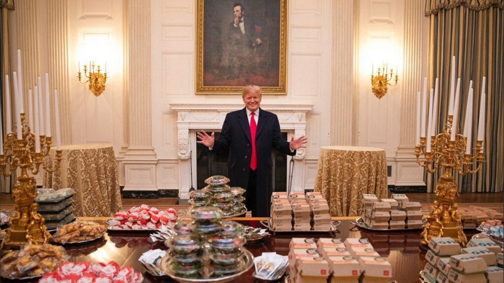 Trump with burgers meme template