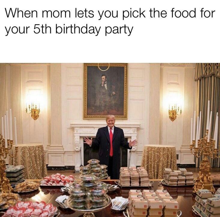 Trump serving burgers meme 