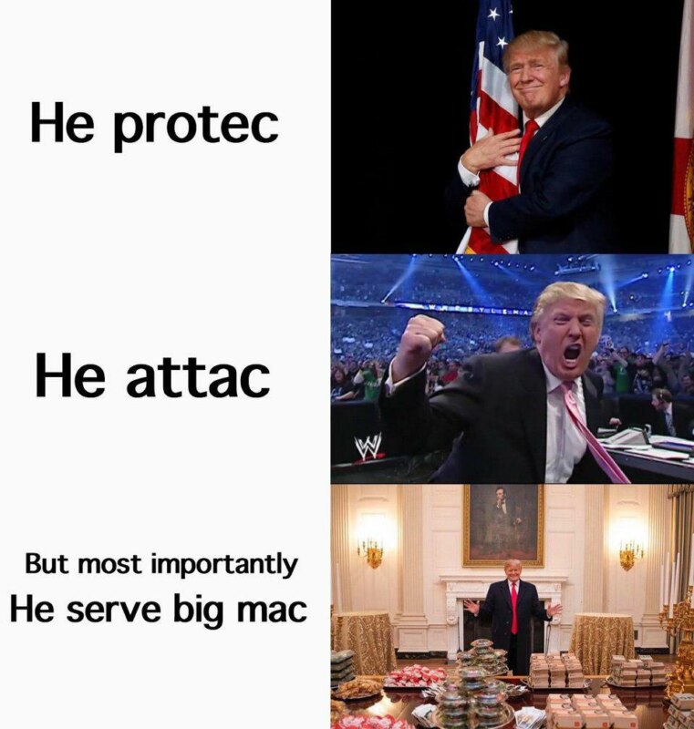 Trump serving burgers meme 