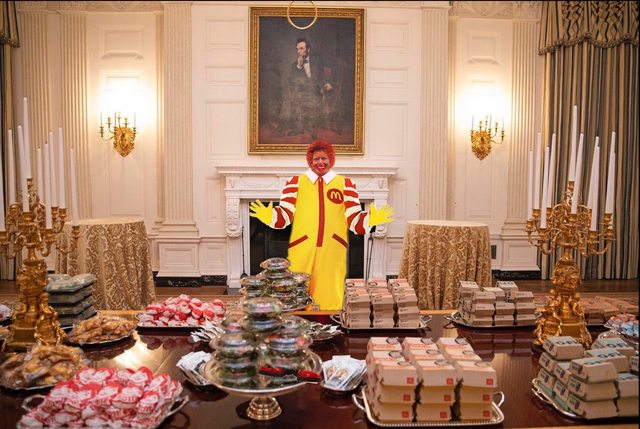 trump serving fast food meme