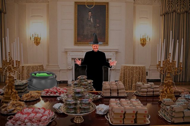 trump serving fast food meme