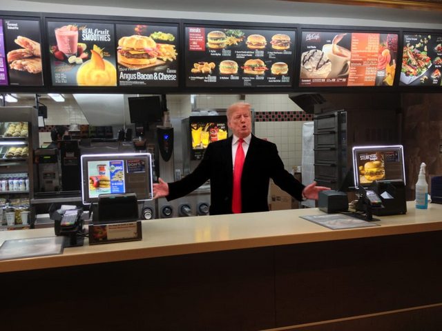 trump serving fast food meme