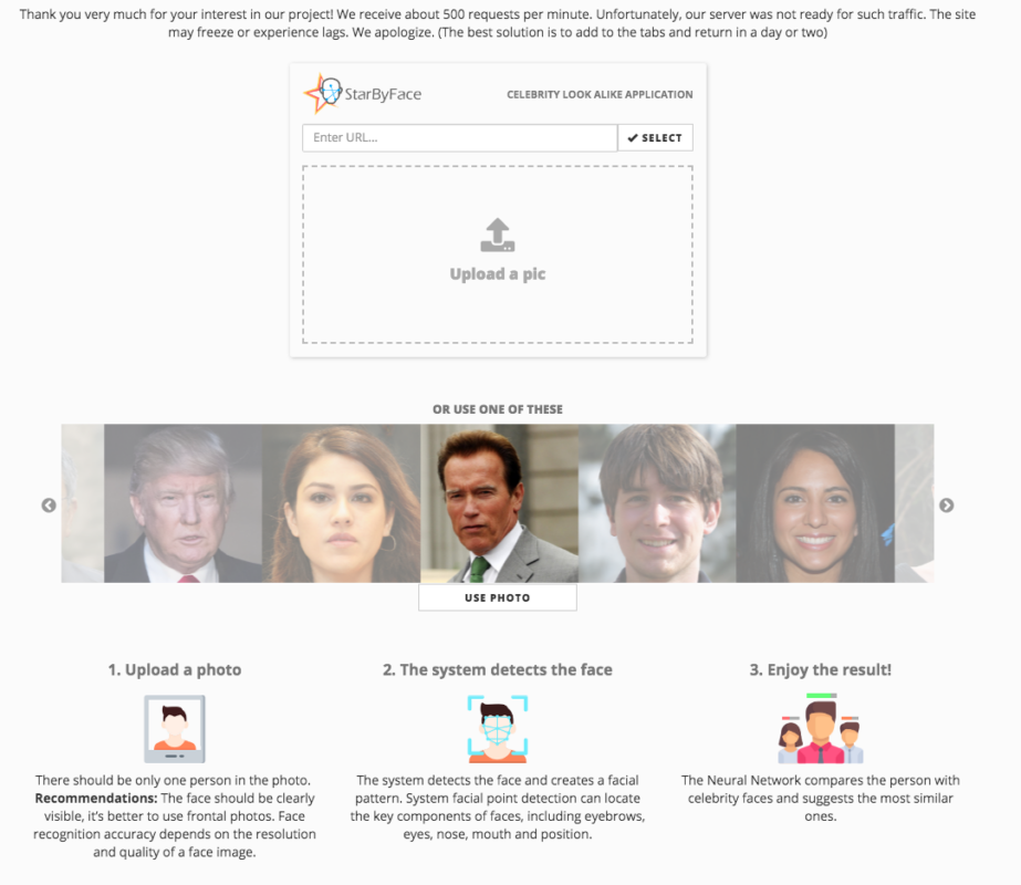 Starbyface - celebrity face-recognition system based on neural networks
