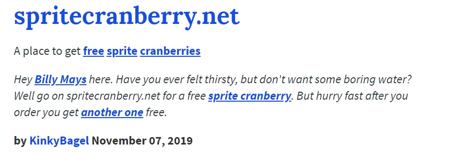What Is Spritecranberry Net A New Rickroll Has Appeared On The