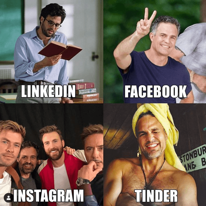 Linkedin Facebook Instagram Tinder