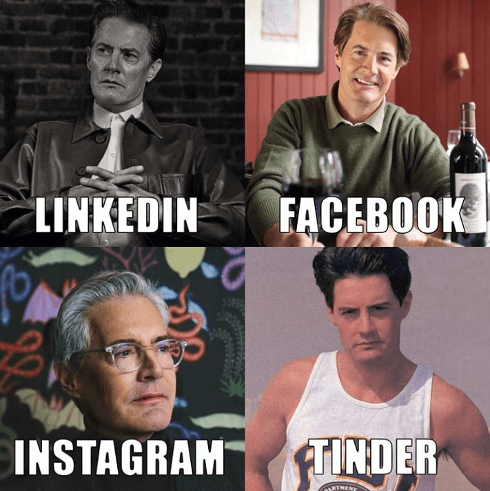 Facebook instagram tinder linkedin
