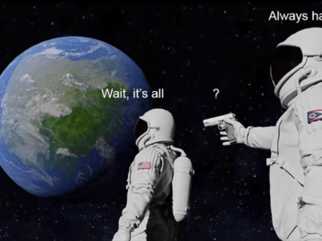 Мем астронавт с пистолетом