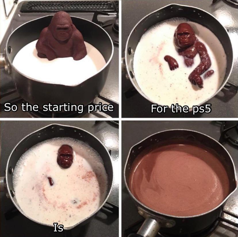 Шоколадная горилла тает в молоке