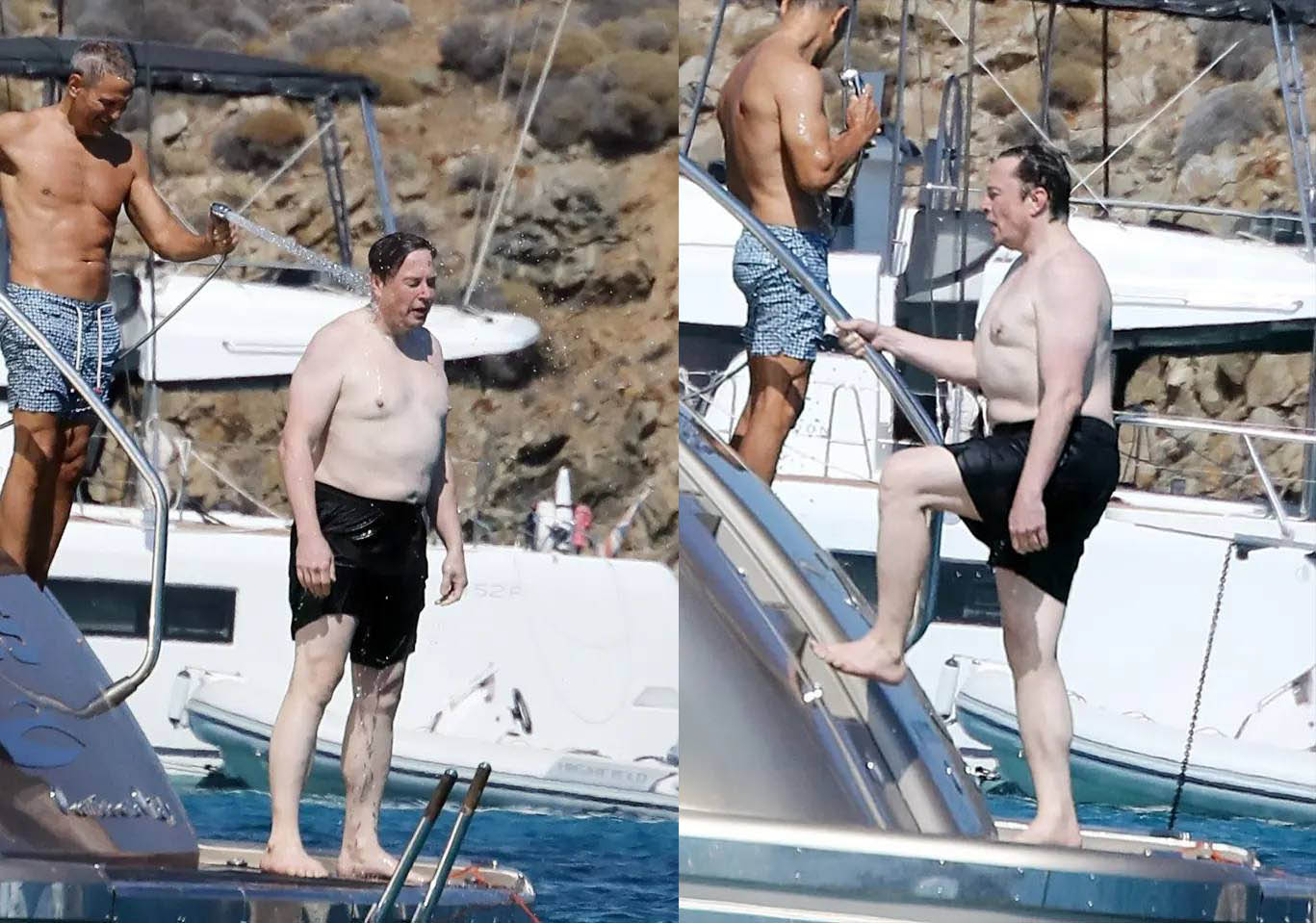 Илон Маск на яхте без футболки